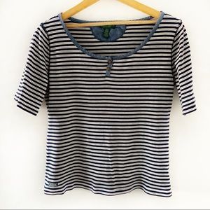 LRL Lauren Jeans Co. Short Sleeve Striped Top Sz L
